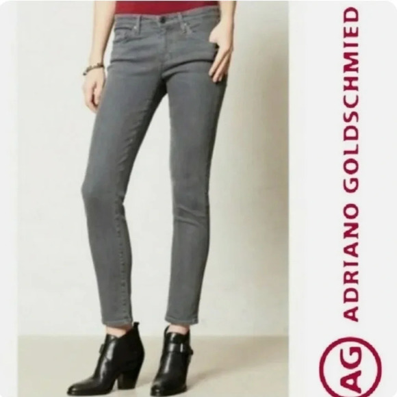AG Adriano Goldschmied The Stevie Ankle Slim Straight Gray Colored Jeans Sz 29 - Picture 1 of 6